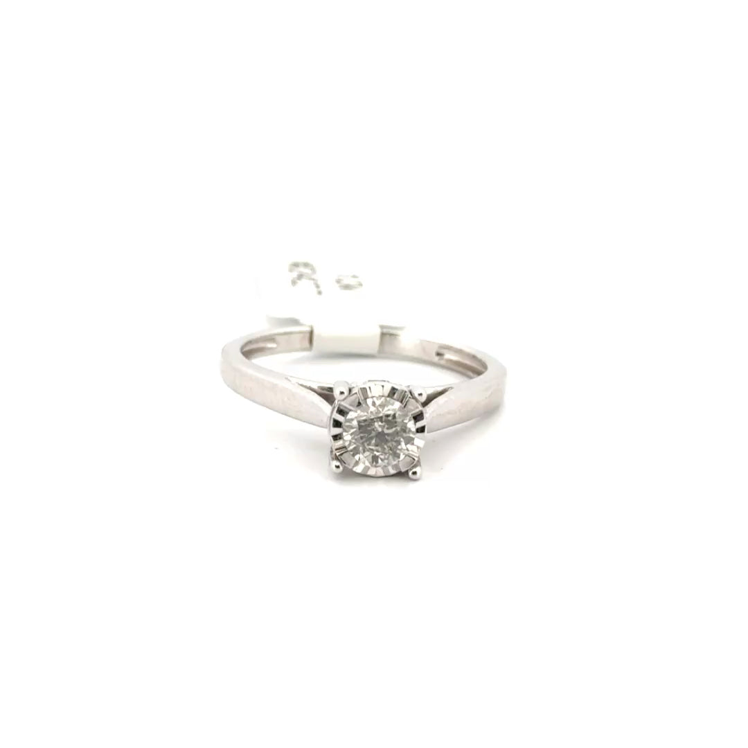 Natural Diamond Round Set in 10K White Gold Sz 7
