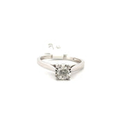 Natural Diamond Round Set in 10K White Gold Sz 7