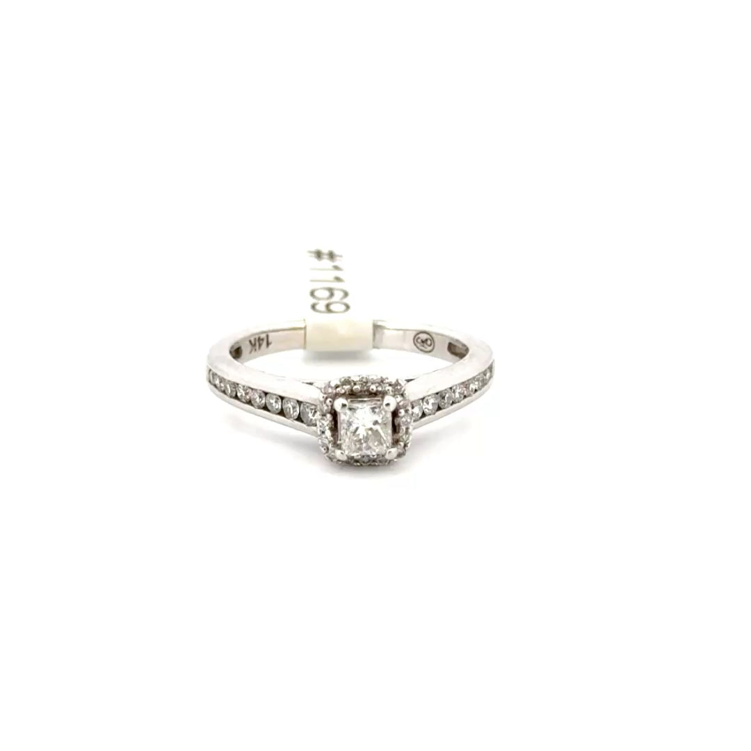 Princess Cut Natural Diamond Engagement Ring Set in 14K White Gold Sz 6