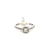 Princess Cut Natural Diamond Engagement Ring Set in 14K White Gold Sz 6