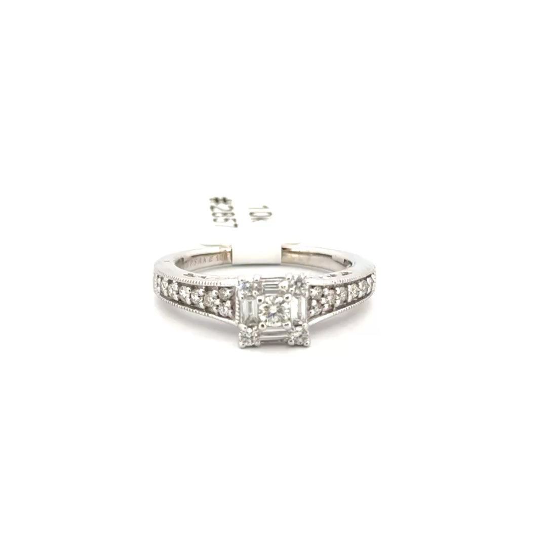 Natural Diamond Engagement Ring Set in 10K White Gold Sz 7
