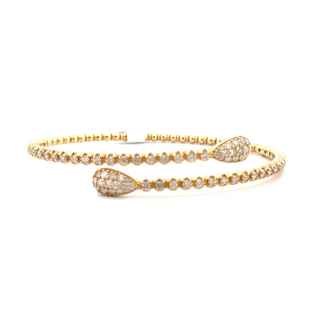 2cttw. Natural Diamond Flexible Fashion Bangle Set in 14K Yellow Gold