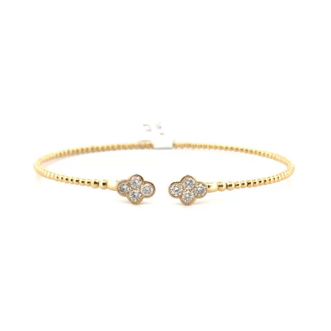 .75cttw. Natural Diamond Bangle 6.5" Set in 14K Yellow Gold