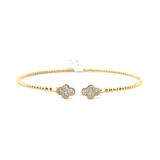 .75cttw. Natural Diamond Bangle 6.5" Set in 14K Yellow Gold