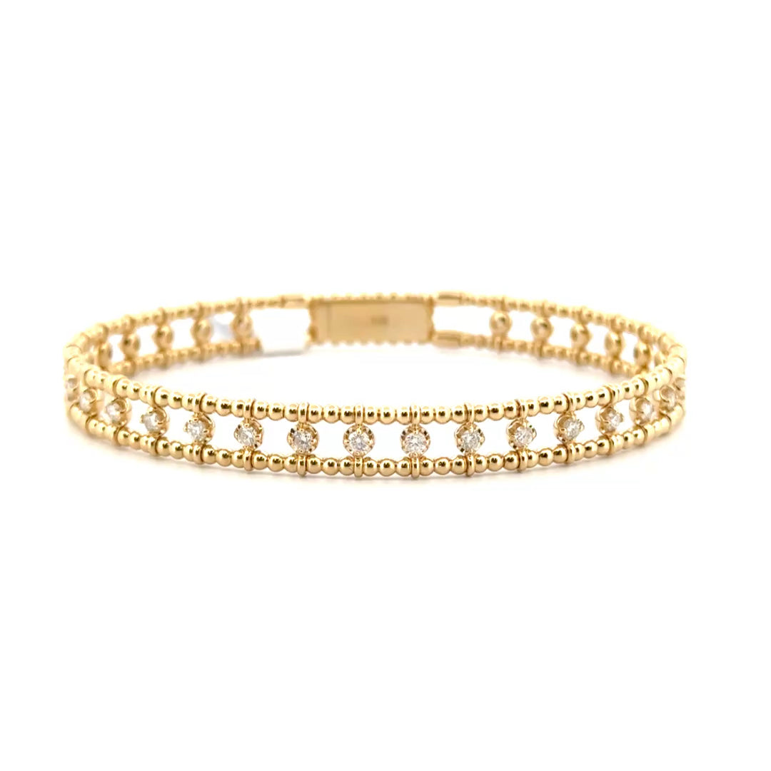 .75cttw. Natural Diamond Bangle Set in 14K Yellow Gold