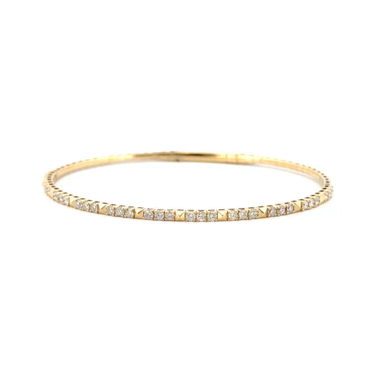 1cttw. Natural Diamond Flexible Bangle Set in 14K Yellow Gold 6.5"