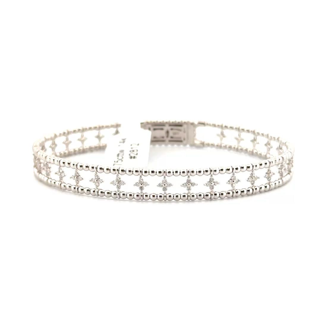 .75cttw. Natural Diamond Bangle Set in 14K White Gold 6.5"