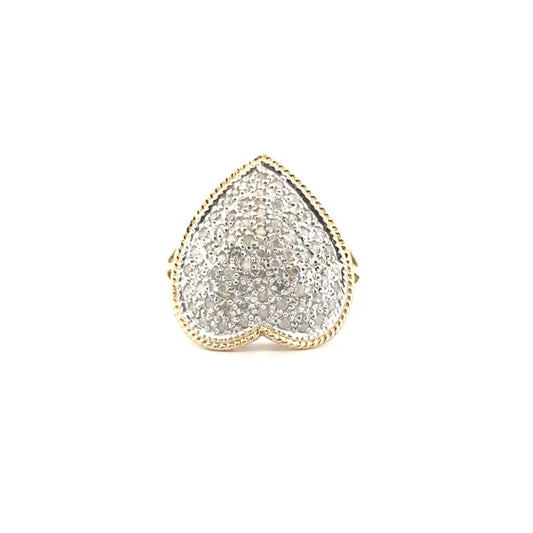 Natural Diamond Cluster Heart Shaped Ring Set in 14K Yellow Gold