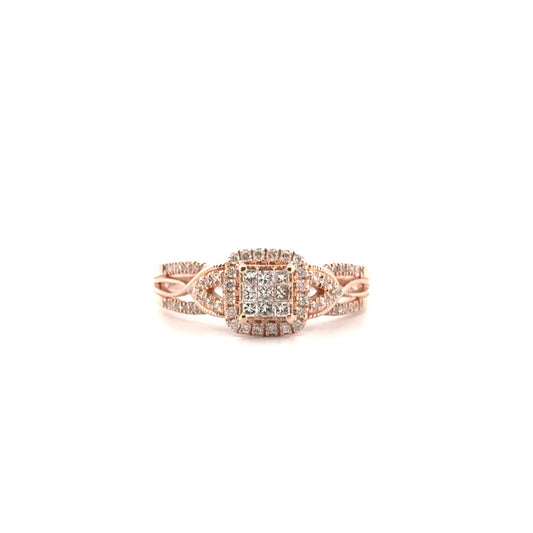 Natural Diamond Engagement Ring Set in 14K Rose Gold