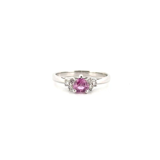 Pink Heart Shape Stone Set in 14K White Gold