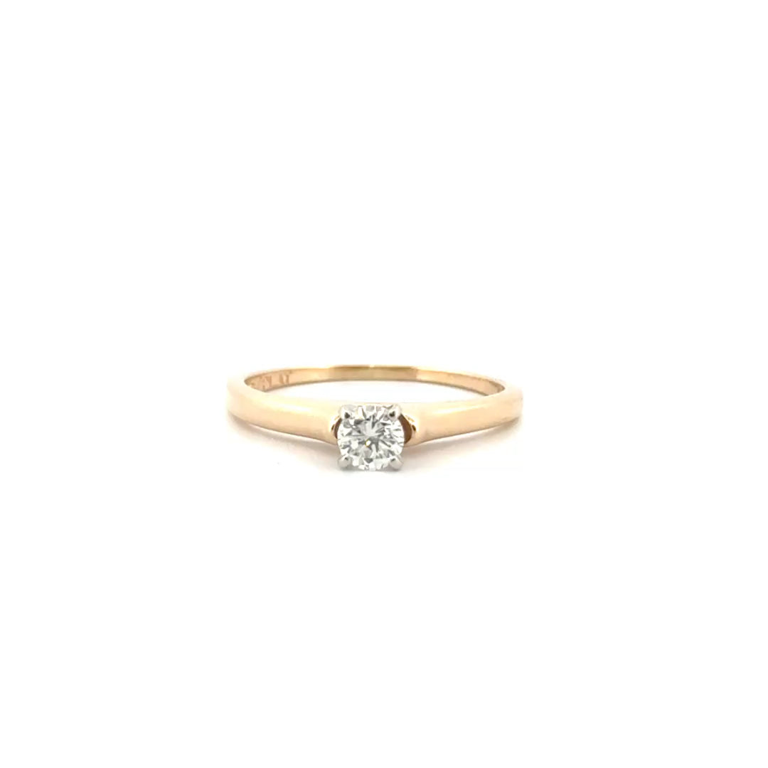 Natural Round Diamond Solitaire Set in 14K Yellow Gold