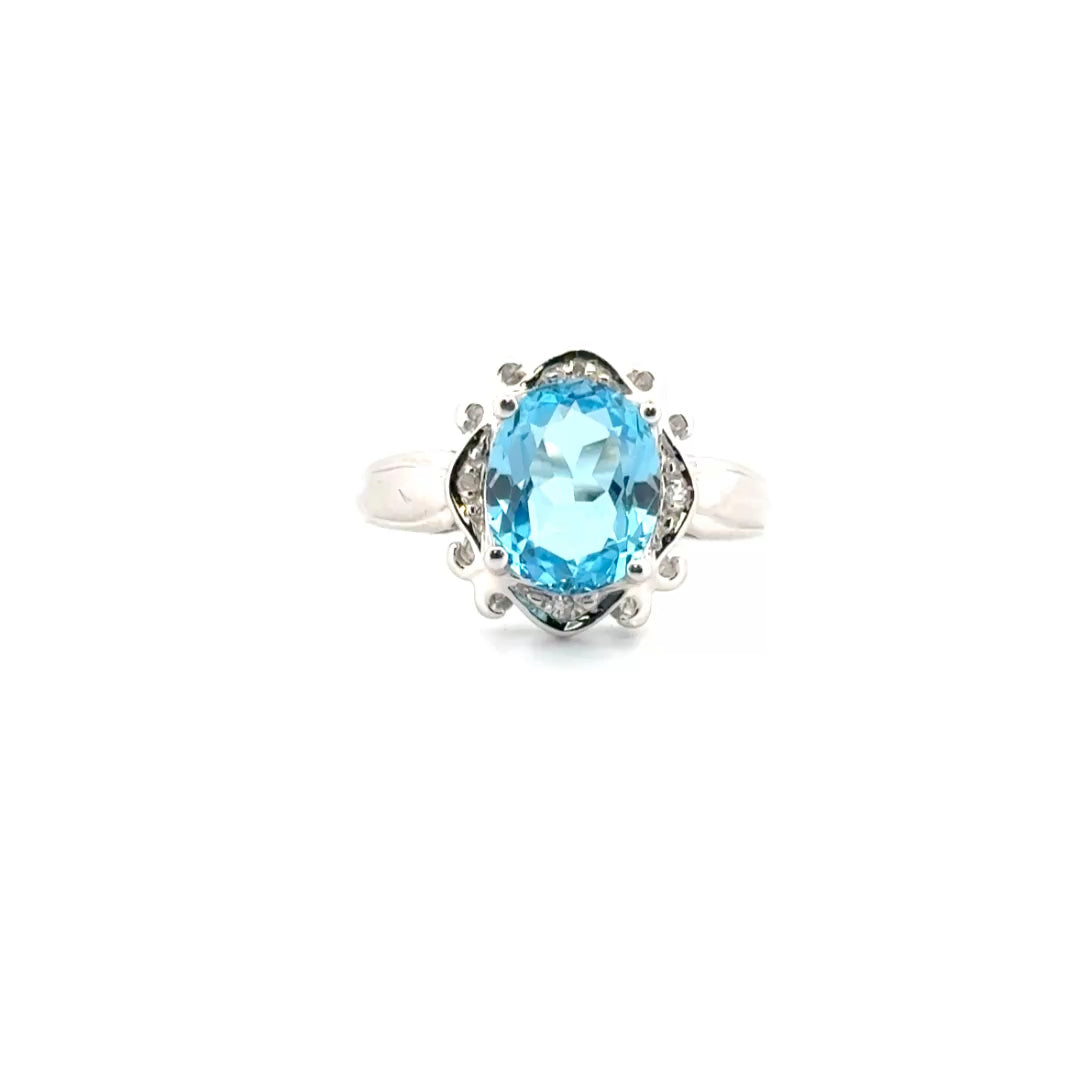 Blue Stone Set in 10K White Gold Mounting