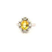 2ct. Yellow Sapphire & Diamond Ring Set in 14K White Gold Sz 5