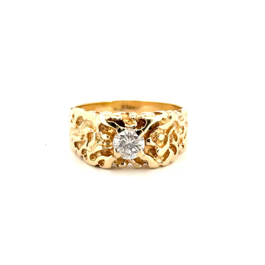 Approx .75ct. Natural Diamond Nugget Style Ring Set in 14K Yellow Gold