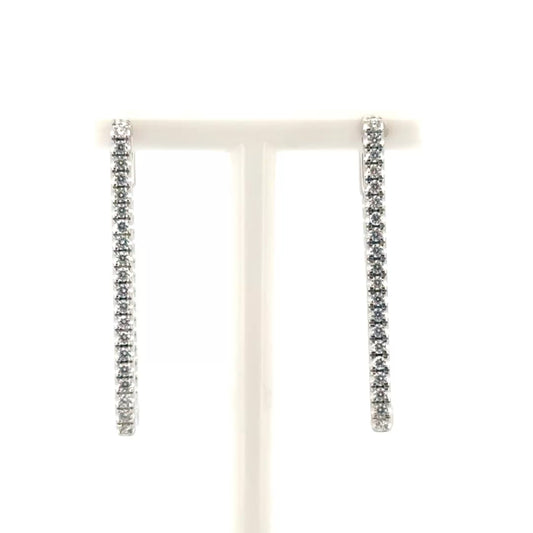 Natural Diamond In N Out Square Hoops in 14K White Gold