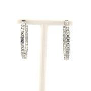 1.87cttw. Natural Diamond Hoop Earrings in 14K White Gold