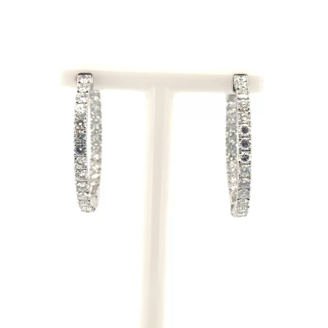 1.87cttw. Natural Diamond Hoop Earrings in 14K White Gold