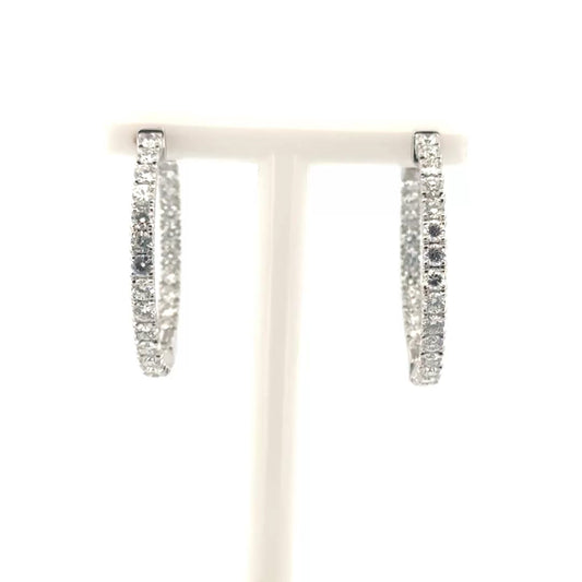 1.87cttw. Natural Diamond Hoop Earrings in 14K White Gold
