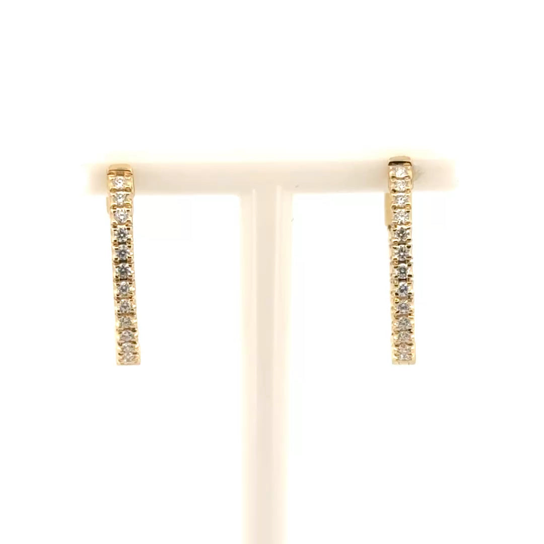 .5cttw. Natural Diamond Hoop Earrings in 14K Yellow Gold