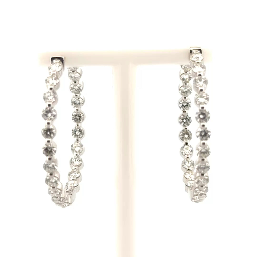 3.54cttw. Natural Diamond In N Out Hoop Earrings in 14K White Gold
