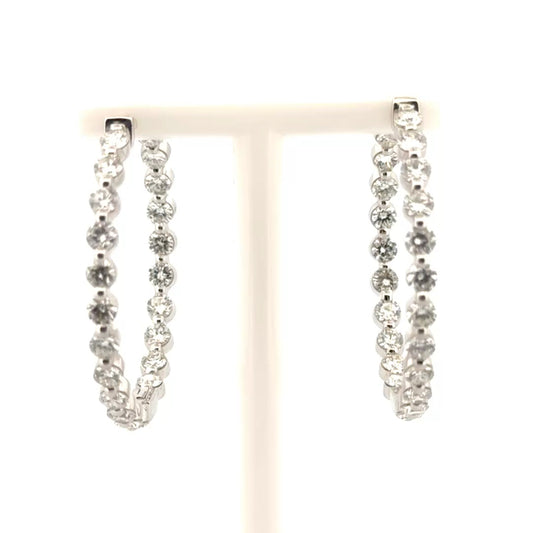 3.54cttw. Natural Diamond In N Out Hoop Earrings in 14K White Gold