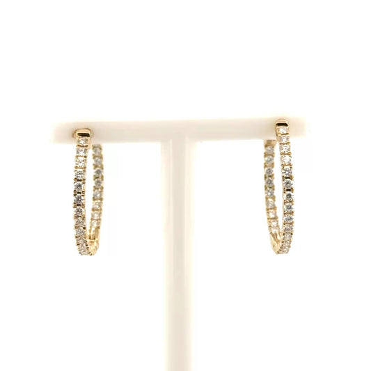 Natural Diamond In N Out Hoop Earrings in 14K Yellow Gold