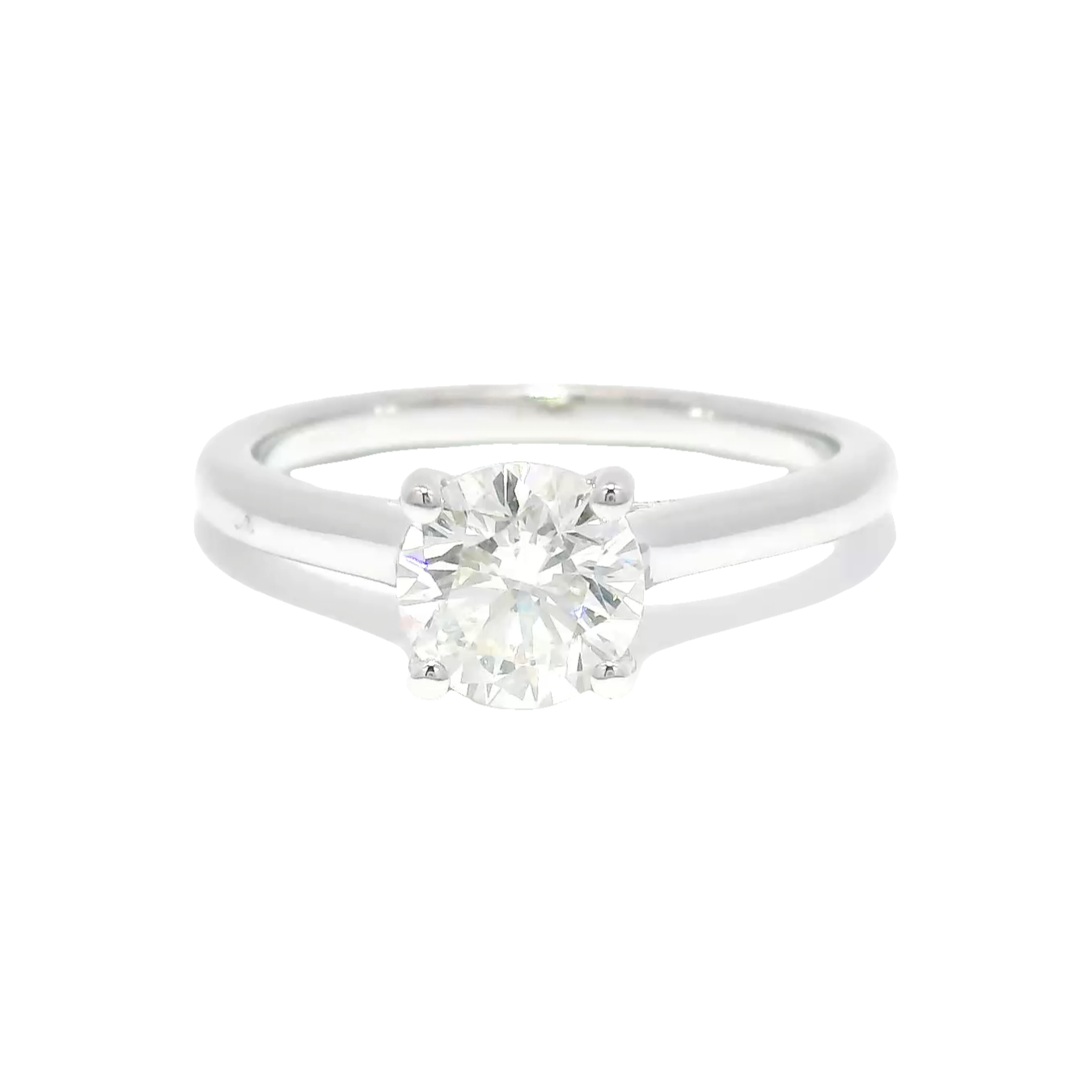 1.04ct. Natural Round Diamond in 14K White Gold Cathedral Mounting