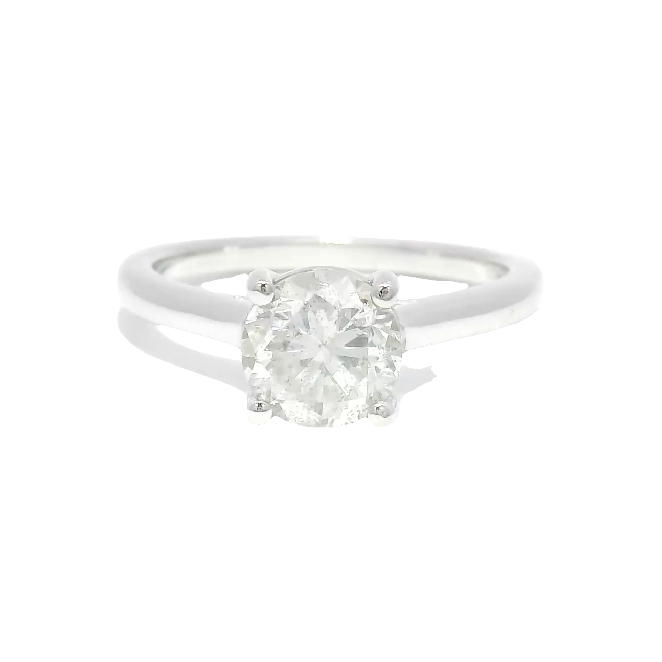 1.4ct. Natural Round Diamond in 14K White Gold Cathedral Mounting