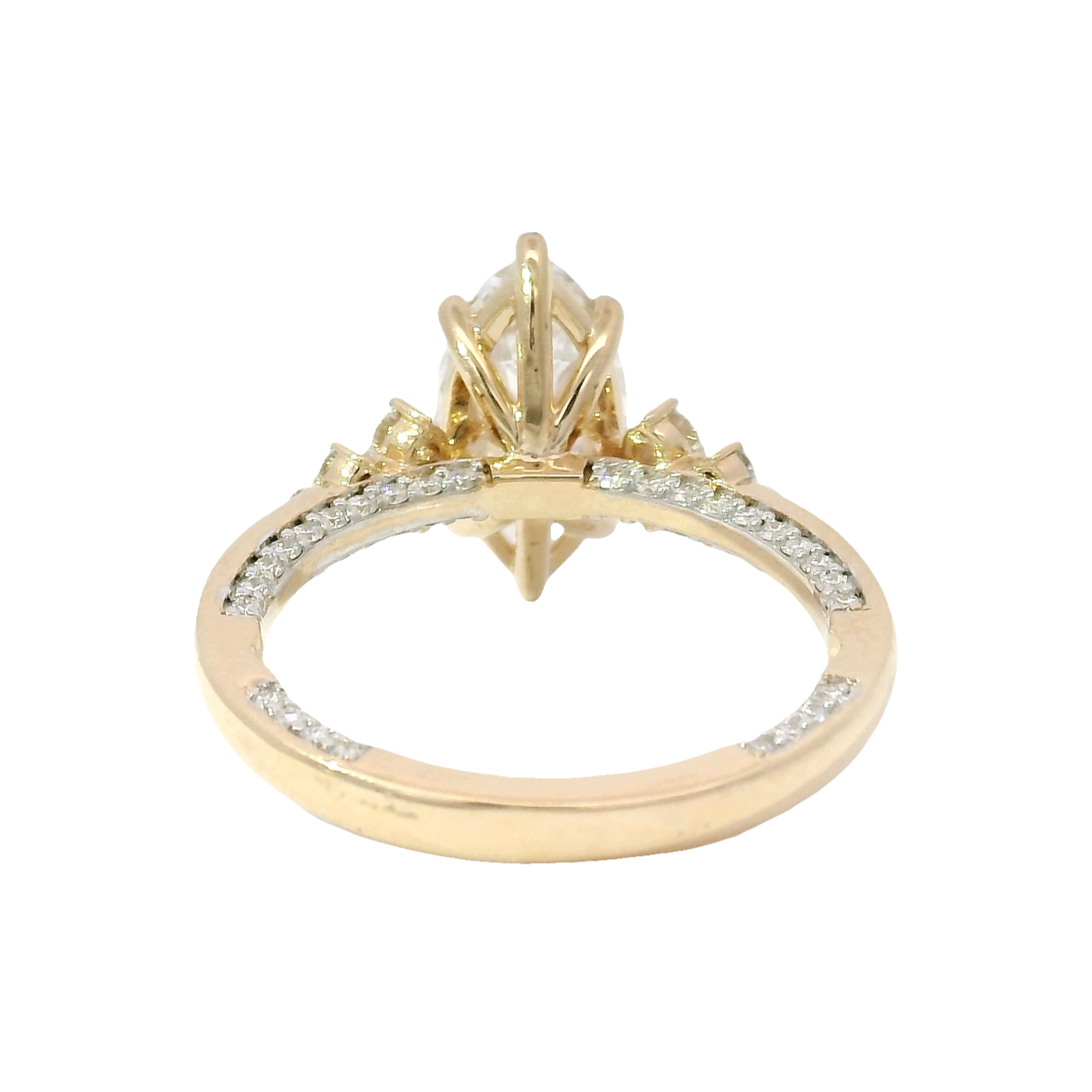 2.05ct. F VS1 Lab Grown Marquise Diamond in Custom 14K Yellow Gold Mounting