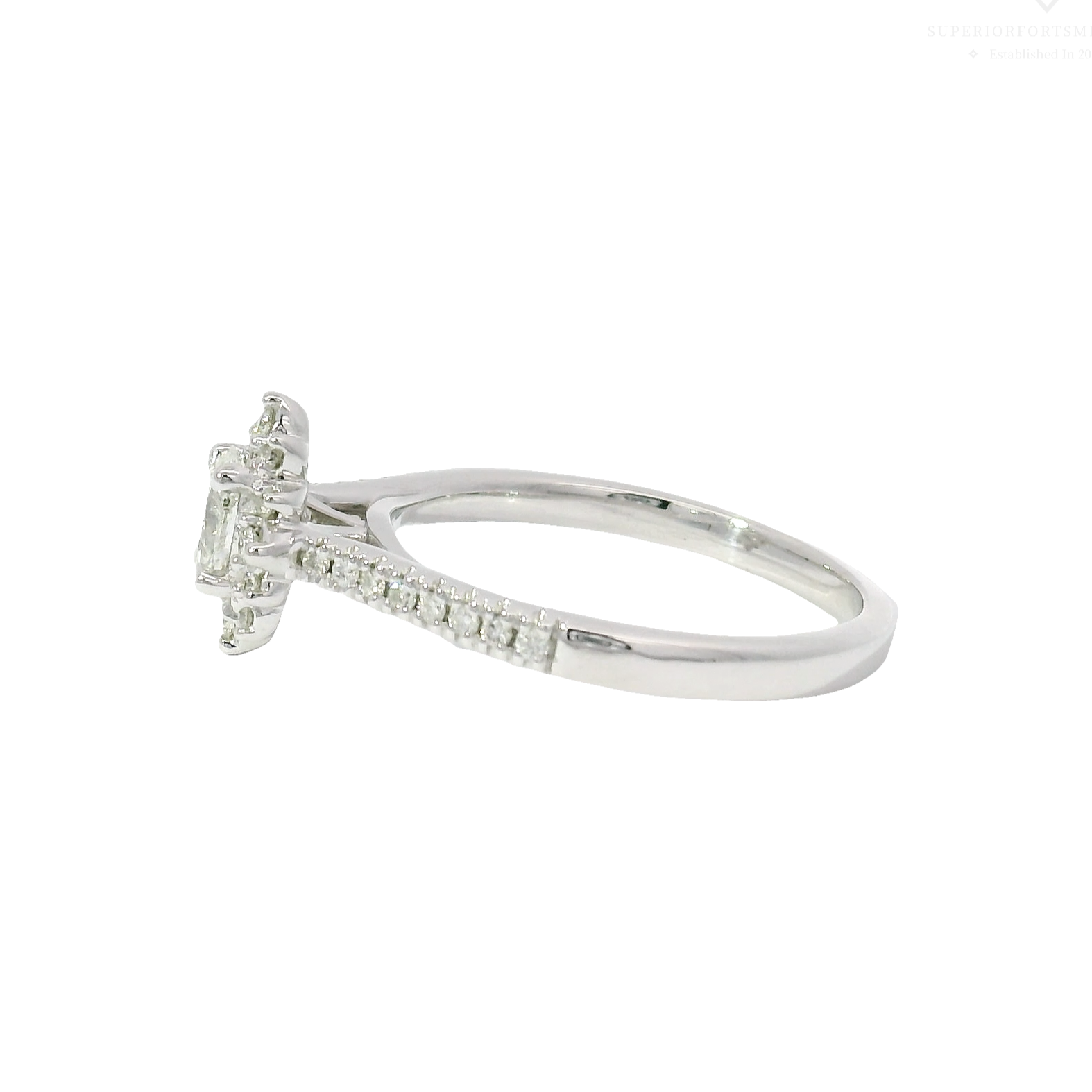 Natural Oval Diamond Engagement Ring in 14K White Gold