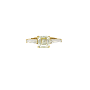 2.02ct. I VVS1 Natural Asscher Cut Diamond Engagement Ring set with Natural Baguette Accents 14K Yellow Gold Sz 6