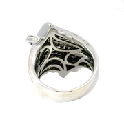 Custom Cluster Cocktail Ring Featuring Champagne and White Diamonds in 14K White Gold Sz 7