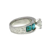 1.30ct. J VS1 Natural Asscher Cut Diamond in Custom 14K Turquoise Mounting // GIA 2231290144 Sz 6.