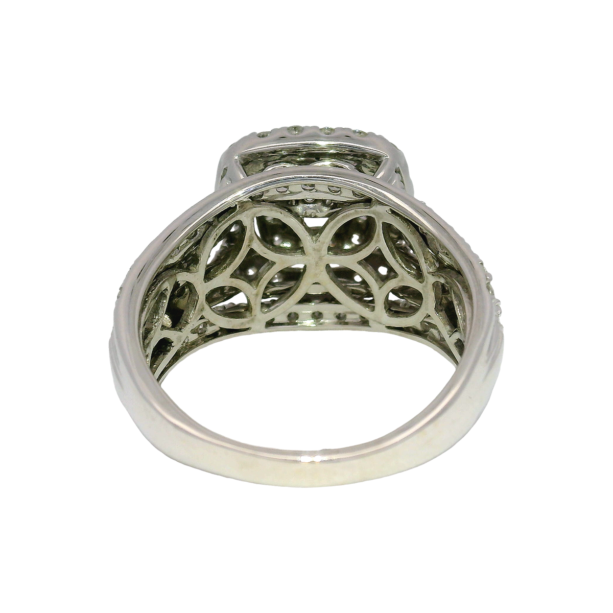 Natural Diamond  Double Halo Enagement Ring in 14K White Gold Sz 6