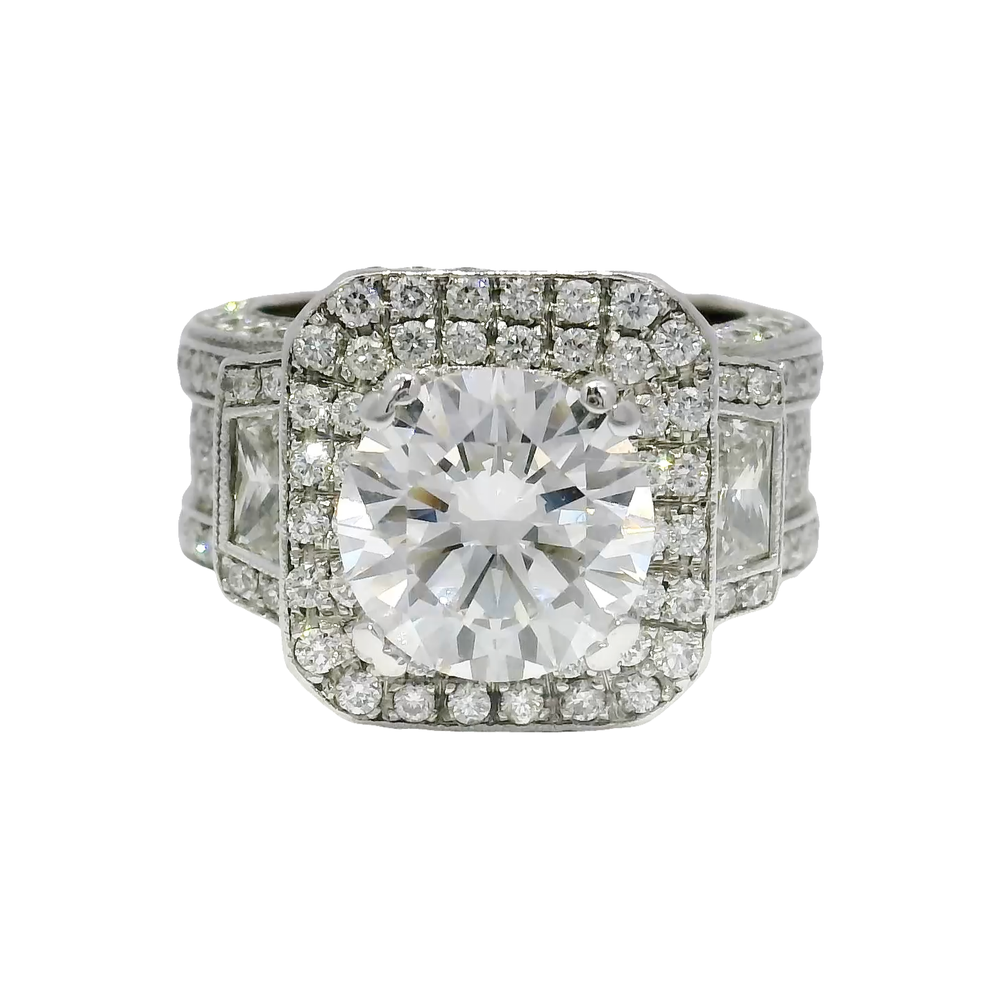 3.01ct. E VS1 Lab Grown Round in High End Custom Natural Mounting